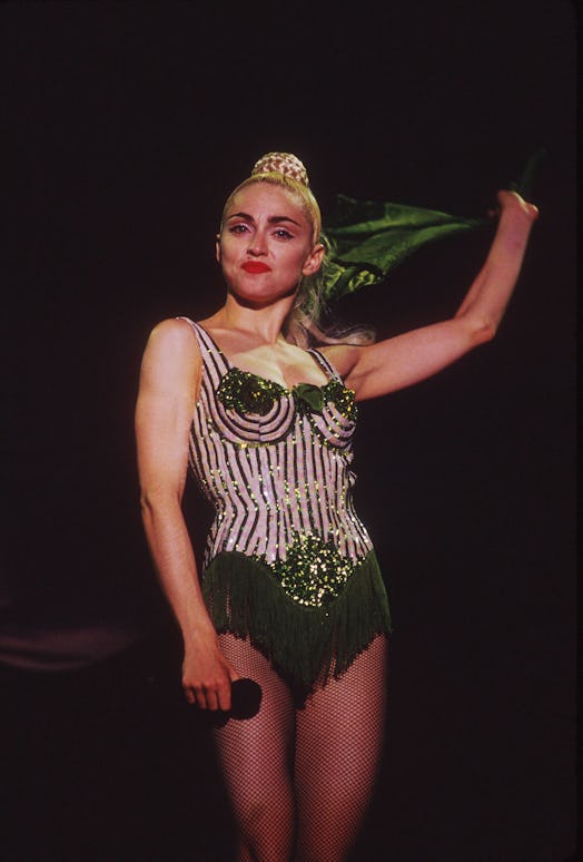 Madonnna performing on the Blond Ambition Tour in Tokyo, Japan, 4/4/90.