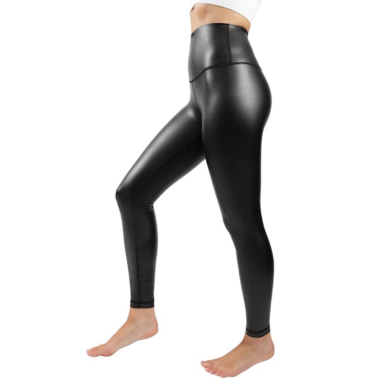 90 Degree By Reflex Faux Leather Fleece-Lined Leggings