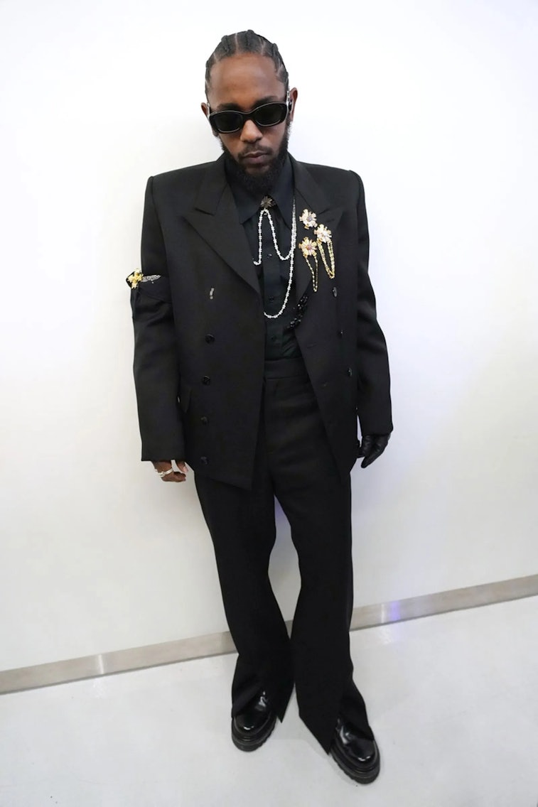 Kendrick Lamar wearing Louis Vuitton for the Super Bowl 