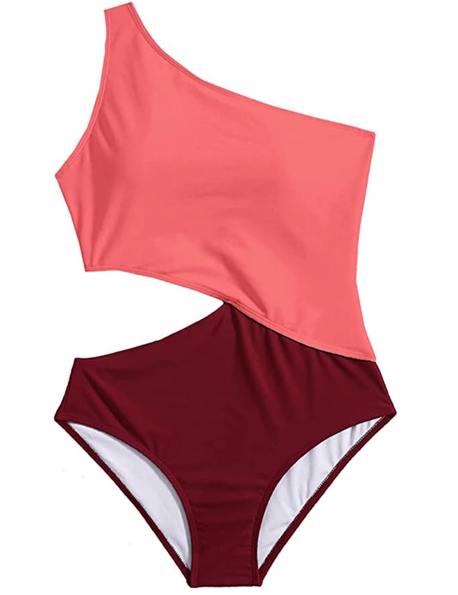 SweatyRocks One Shoulder Cutout One-Piece Swimsuit