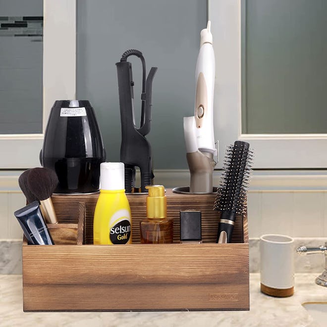 ROLOWAY Wooden Hair Tool Organizer