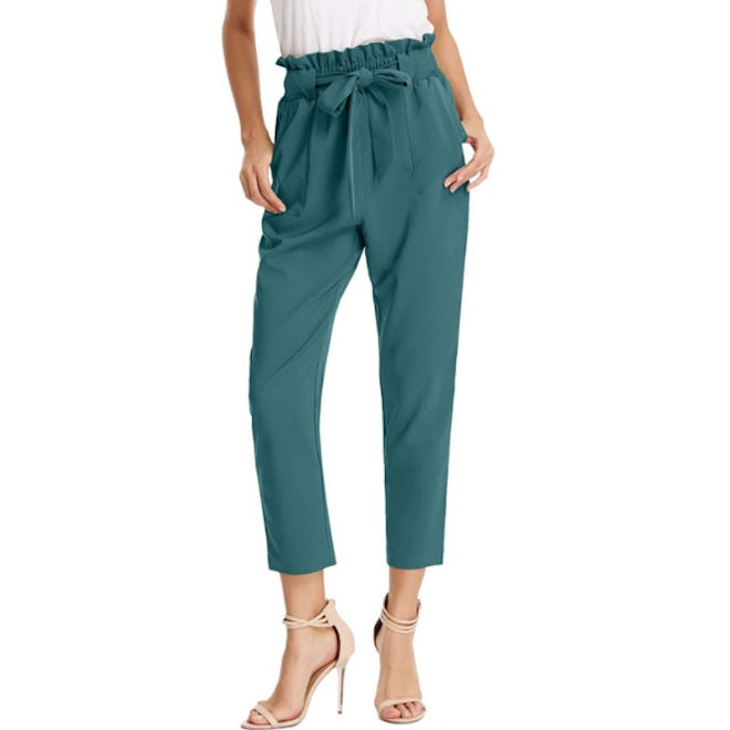 GRACE KARIN Cropped Paper Bag Waist Pants with Pockets