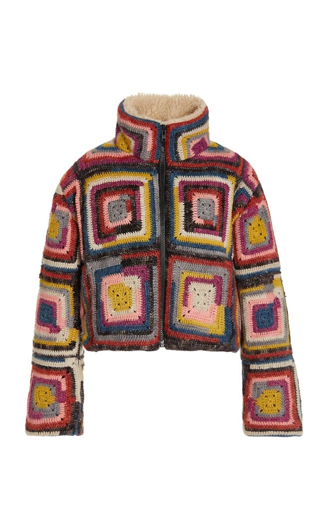Sea Bette Crochet-Knit Puffer Jacket