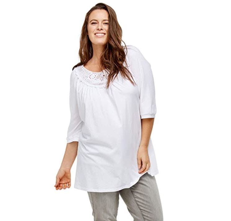 ellos Plus Size Crochet Trim Tunic