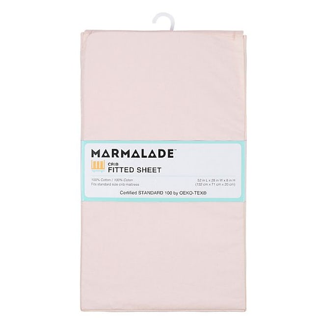 Marmalade Woven Cotton Fitted Crib Sheet in Mauve