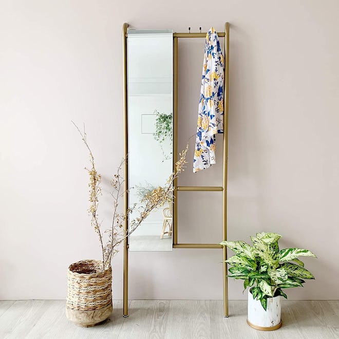 Roomfitters Full-Length Mirror With Clothes Hooks And Rack