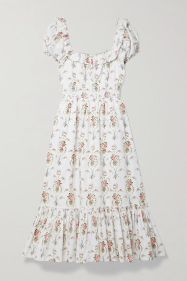 Terrence Ruffled Floral-Print Cotton-Poplin Midi Dress 