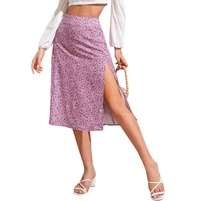 Floerns High Waist Split Skirt