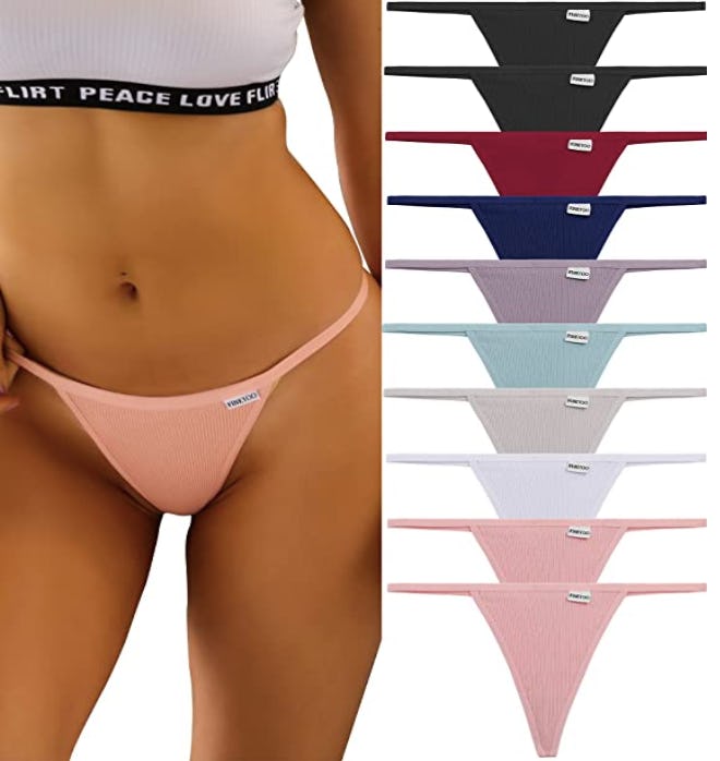 FINETOO T-back Low-Rise Thong Underwear (10-Pack)