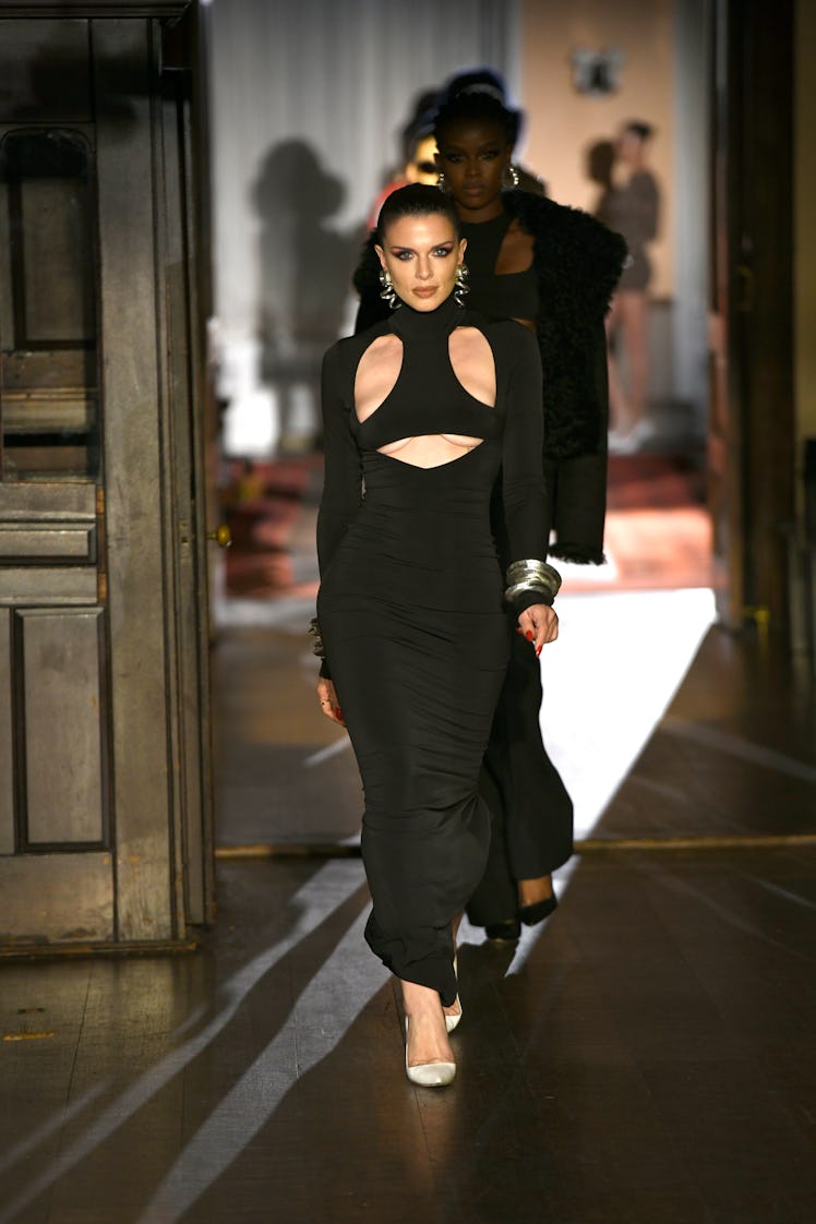 Julia Fox walks the runway at LaQuan Smith’s spring 2022 showing during New York Fashion Week