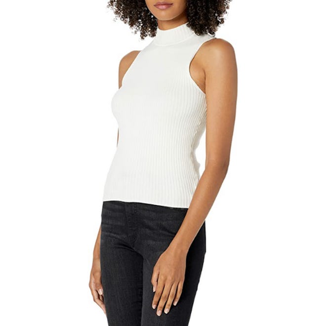 The Drop Karolina Sleeveless Mock Neck Rib Sweater