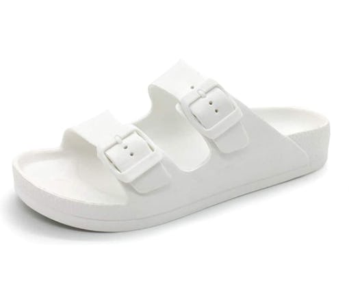 FUNKYMONKEY Women&rsquo;s Double Buckle Comfort Slides