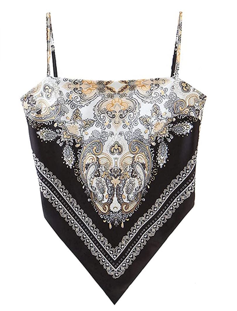 Arjungo Paisley Print Tie Back Tube Crop Top