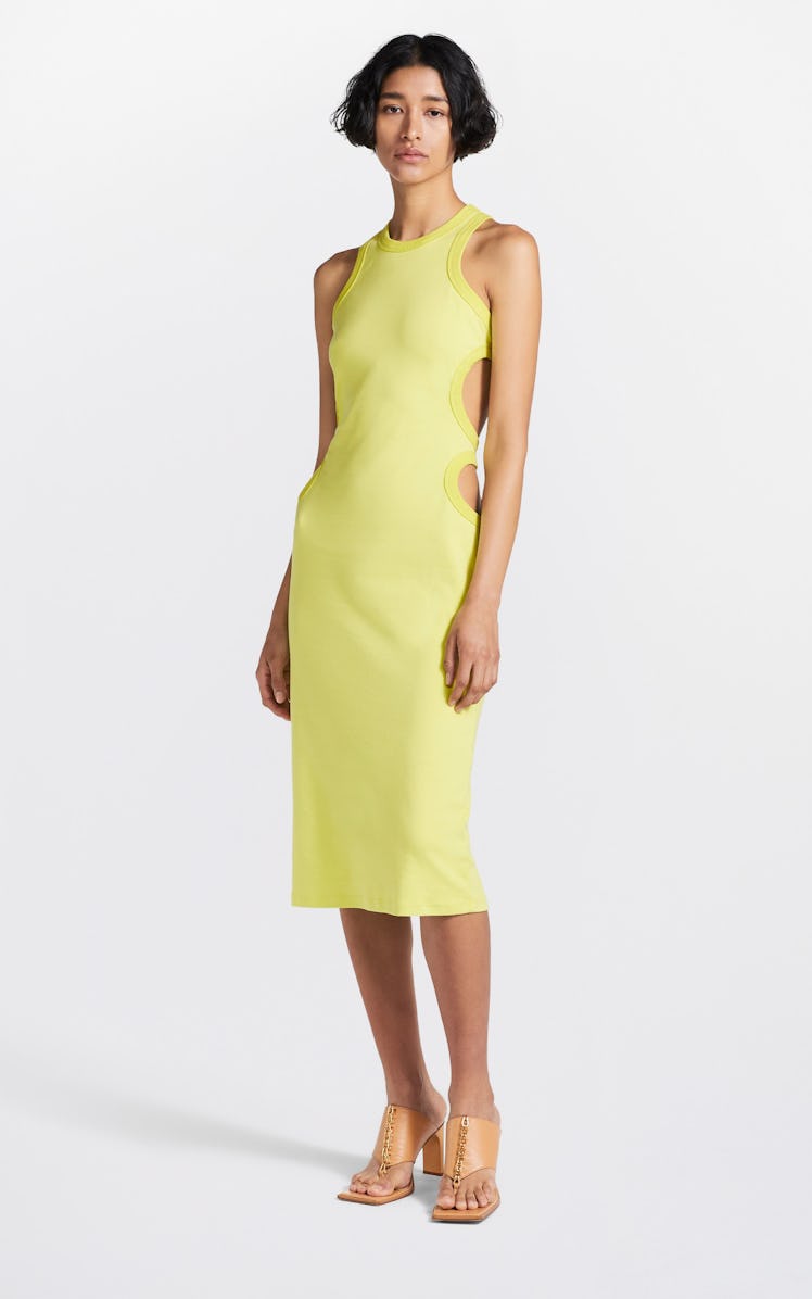 neon yellow cutout tank dress