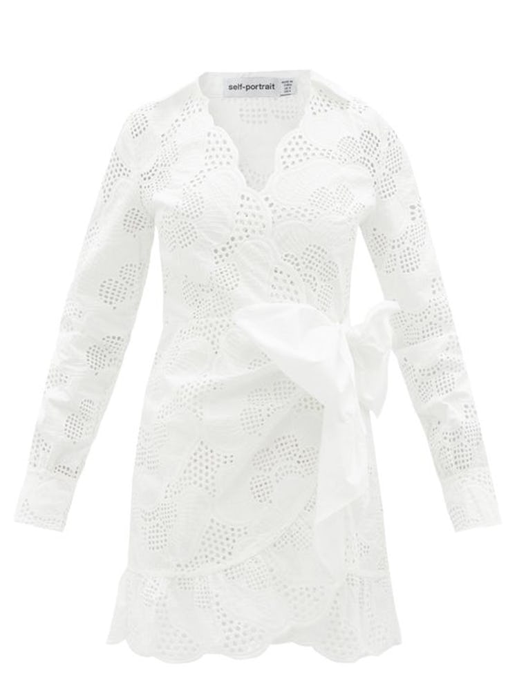 white lace wrap mini dress