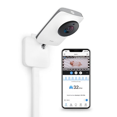 Product image; baby monitor camera and cell phone image