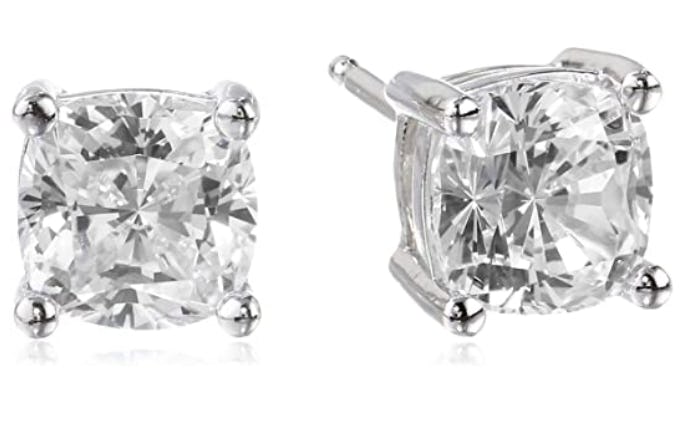 Amazon Collection Platinum Plated Zirconia Stud Earrings