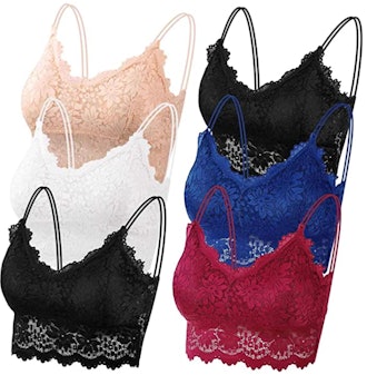 PAXCOO Lace Bralettes (6-Pack)