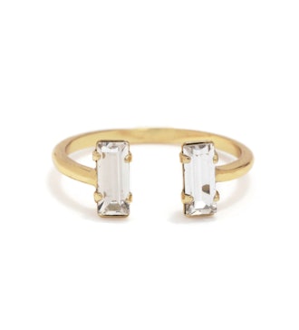 Fine jewelry: Bing Bang Double Baguette Ring in Clear Crystal