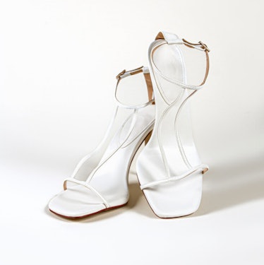 BYDOSE's White T-Strap Detail 100mm Sandals.