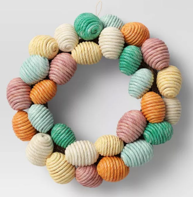 This decorative egg wreath for Easter is available at Target.