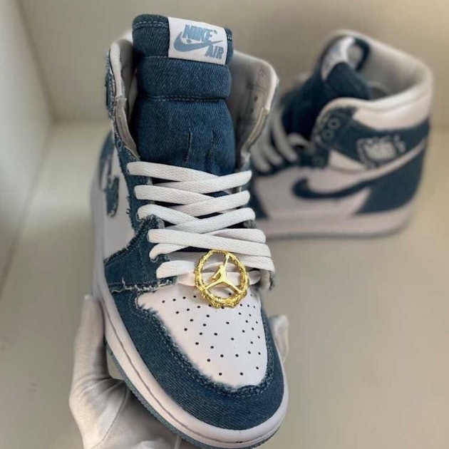 Nike's 'Denim' Air Jordan 1 sneaker comes with the cutest gold hoops