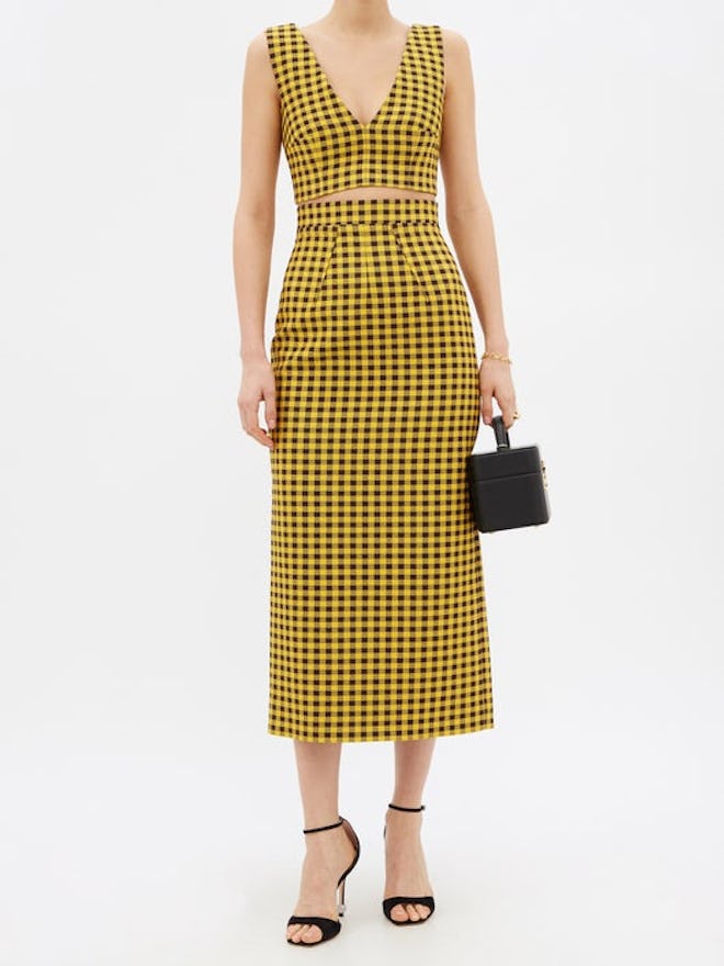 Emilia Wickstead, Lorinda gingham-twill midi skirt