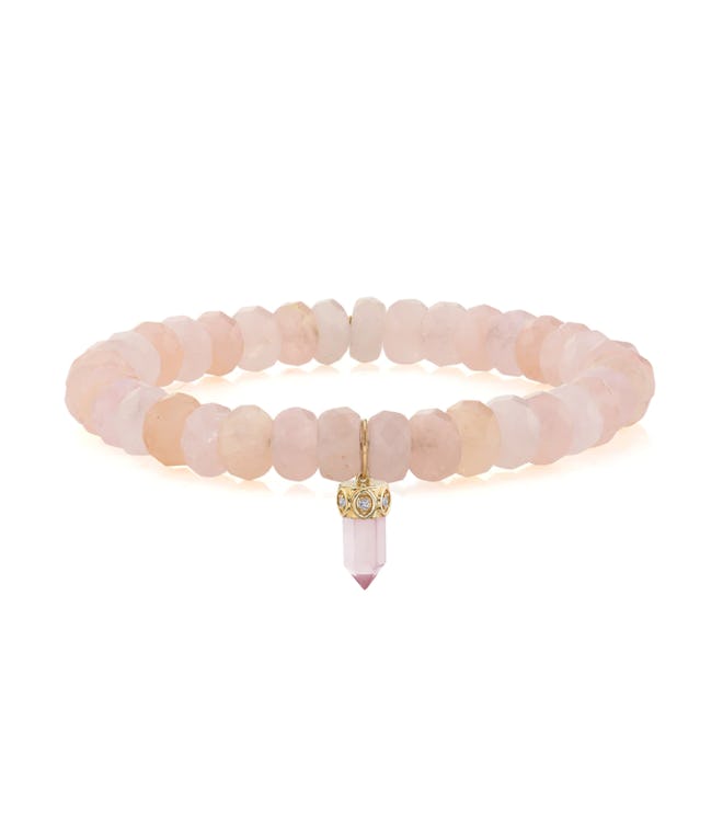 Fine jewelry: Sydney Evan Gold & Diamond Short Carved Rose Quartz On Morganite