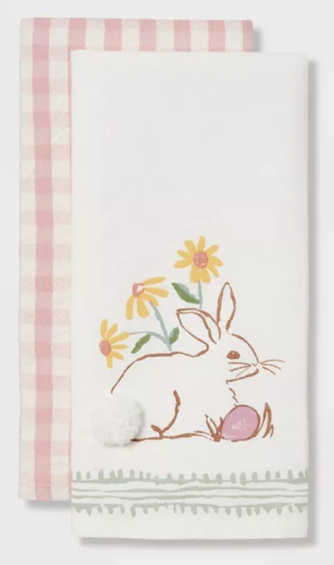 These bunny-themed kitchen towels are part of Target's Easter 2022 collection.