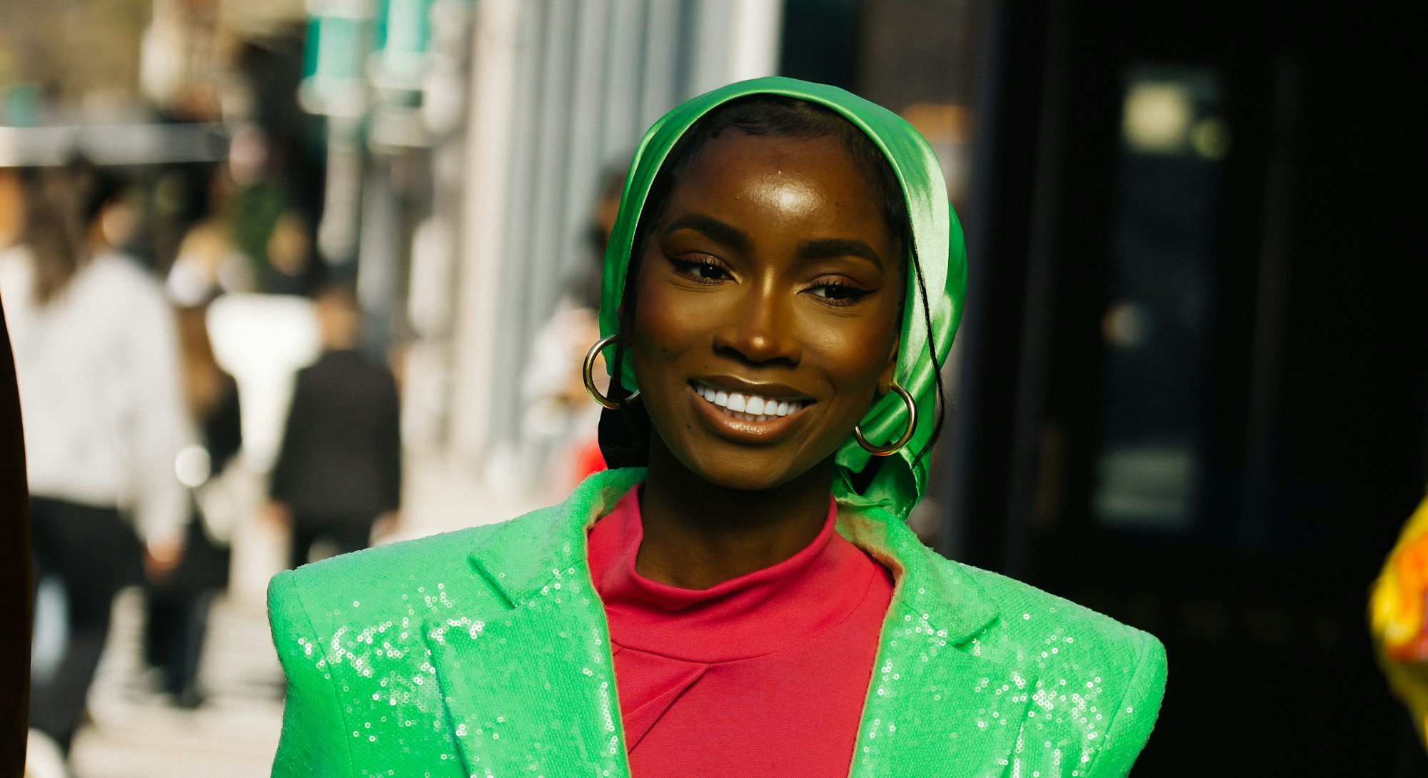 NYFW street style included neon suiting 
