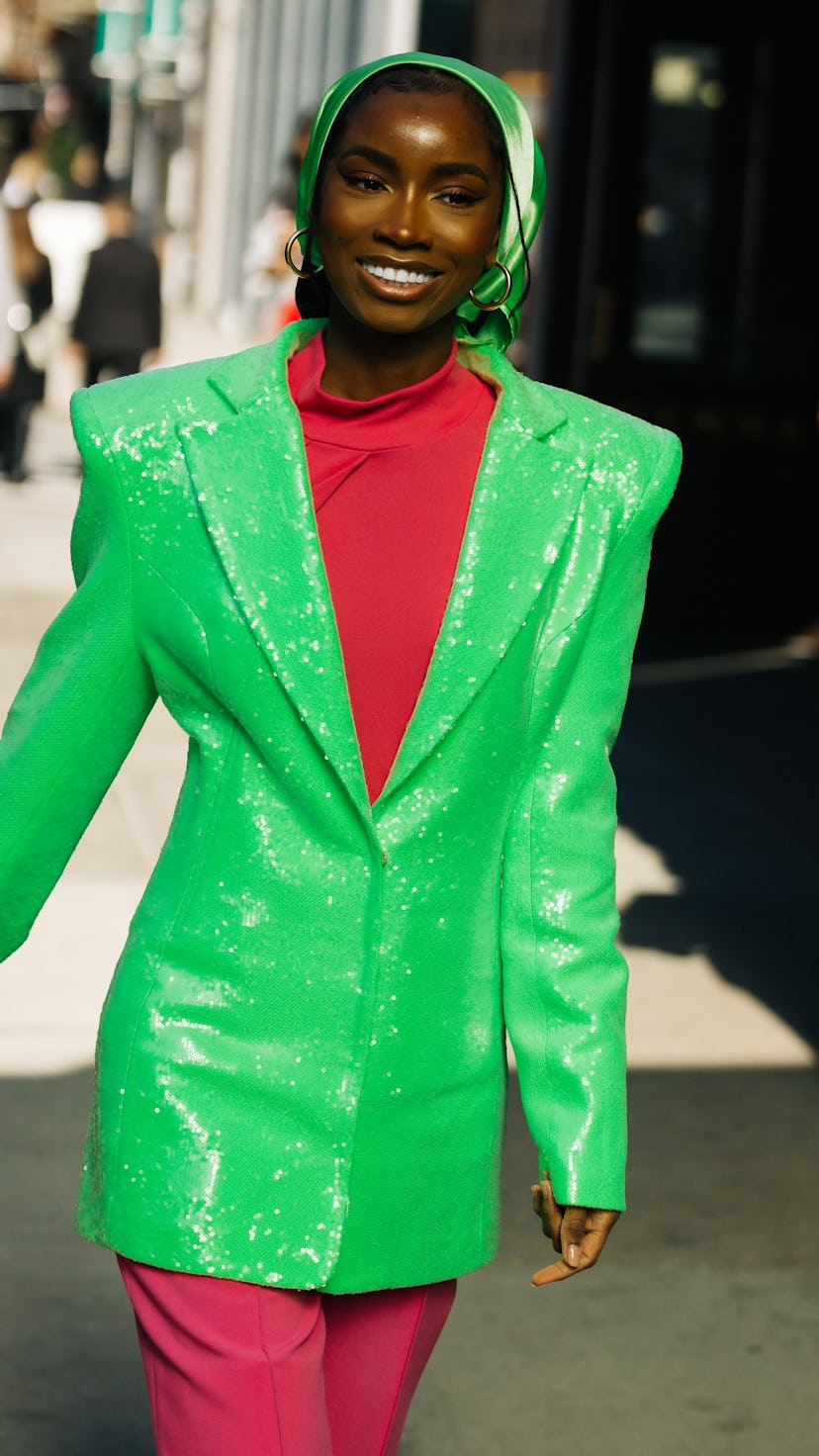 NYFW street style included neon suiting 