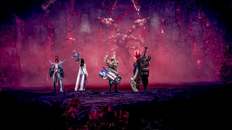 screenshot of Lost Ark characters facing dungeon boss monster