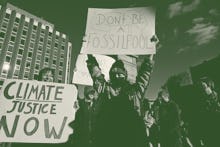 Students protesting with Greta Thunberg's Fridays for Future in November 2021.
