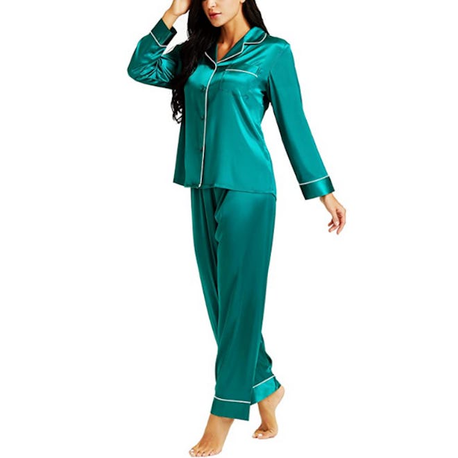 LONXU Silk Satin Pajama Set