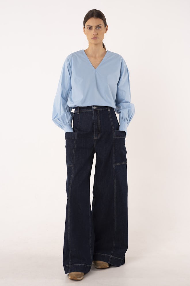 Nehera Indigo Blue High Waisted Wide Denim Jeans