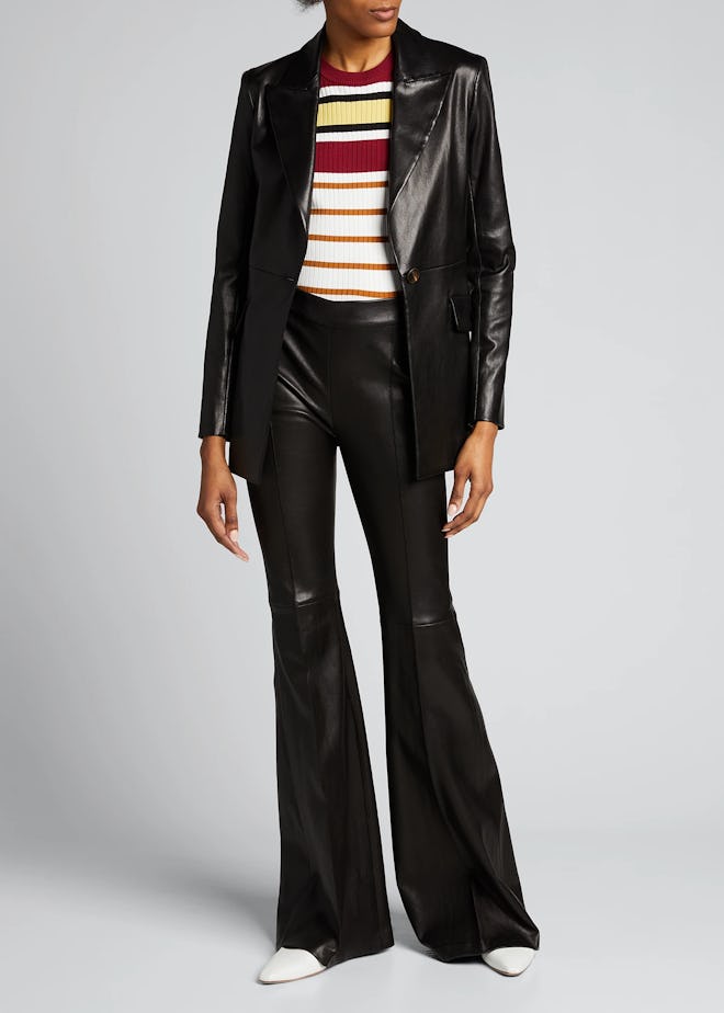 Rosetta Getty Leather Peak-Lapel Jacket