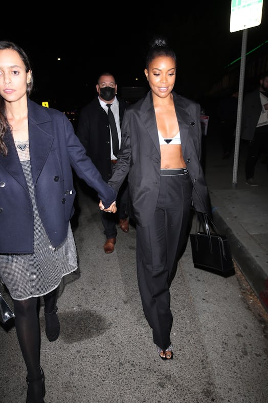 Gabrielle Union wearing a Prada bralette to the Mode event. 