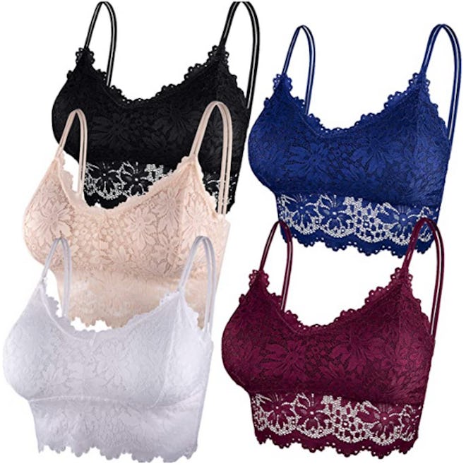 Duufin Padded Lace Bralettes (5-Pack)