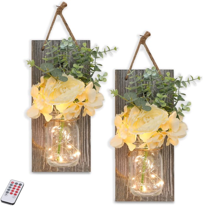 GBtroo Mason Jar Wall Sconces (Set of 2)