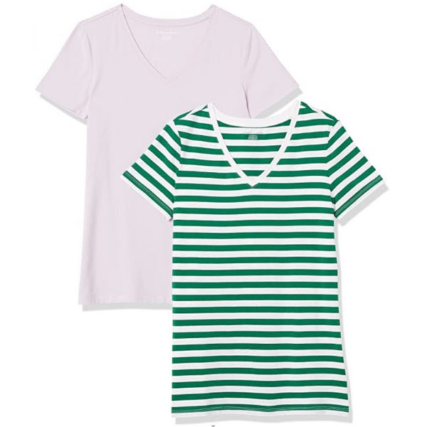 Amazon Essentials V-Neck Classic-fit Short-Sleeve Tee Shirt (2-Pack)