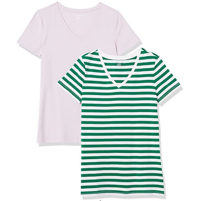 Amazon Essentials V-Neck Classic-fit Short-Sleeve Tee Shirt (2-Pack)