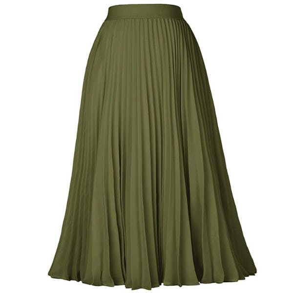 Kate Kasin High Waist Pleated A-Line Swing Skirt