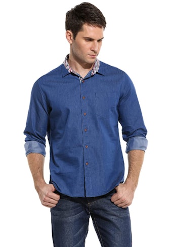 COOFANDY Men's Button-Down Denim Shirt