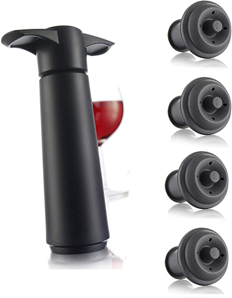 Vacu Vin Wine Saver Pump with Vacuum Bottle Stoppers 