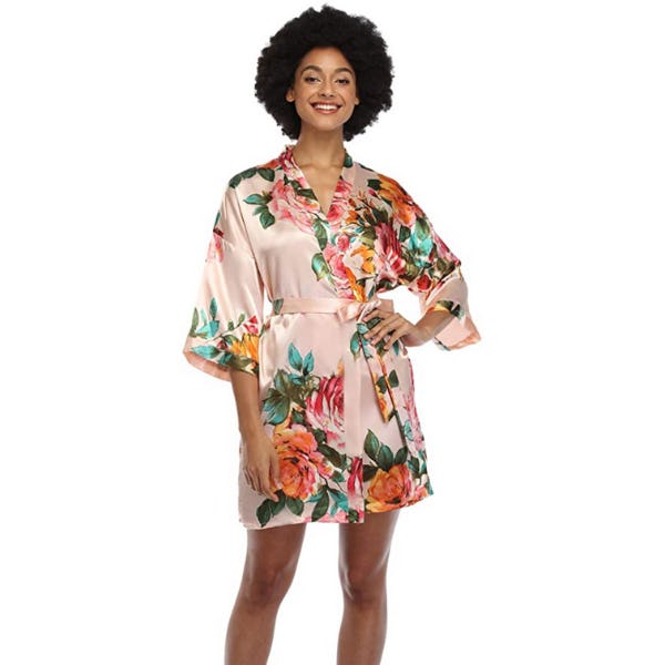 MissNina Floral Satin Kimono