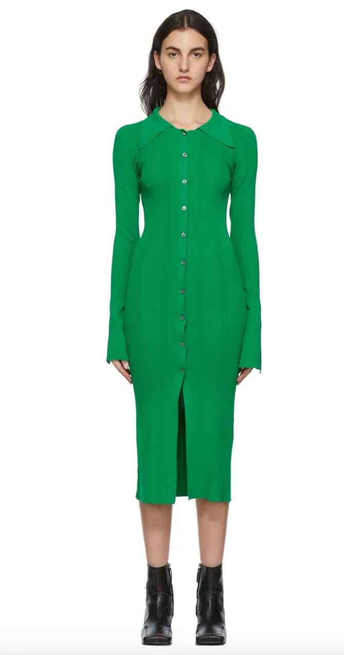sophie turner green dress Sophie Turner's Green Dress Perfectly Matched With Joe Jonas' Cardigan