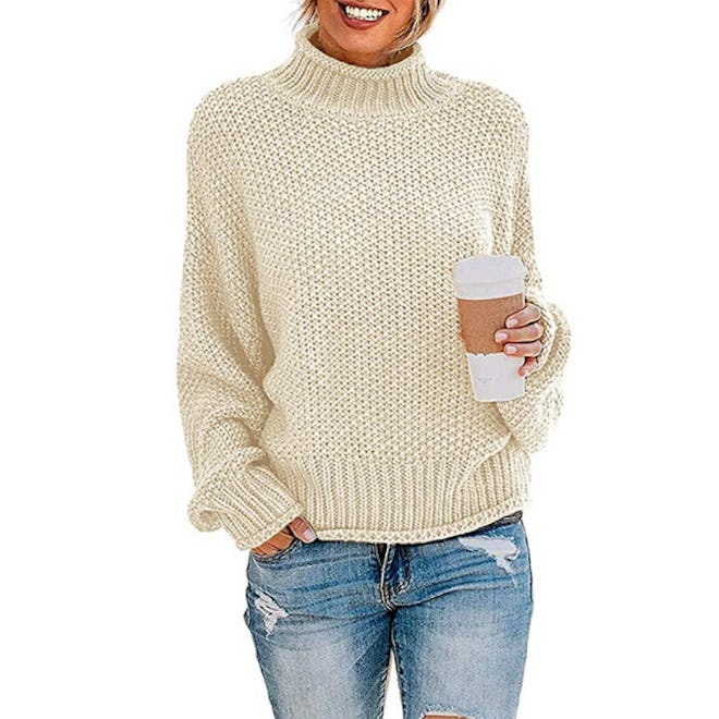 ZESICA Oversized Chunky Knit Turtleneck Sweater
