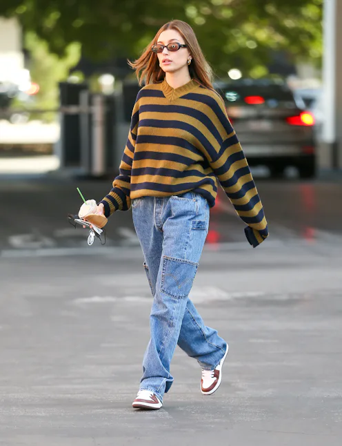Hailey Bieber is seen on Feb. 8, 2022 in Los Angeles, California.