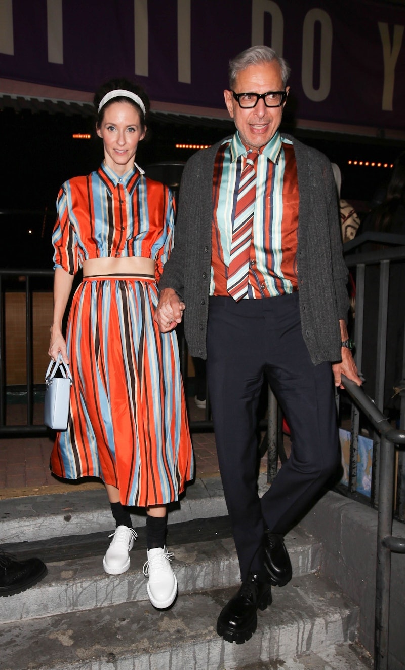 Jeff Goldblum and Emilie Livingston in matching Prada outfits. 