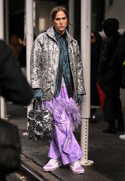 Tommy Dorfman wearing Collina Strada at New York Fashion Week Fall/Winter 2022.
